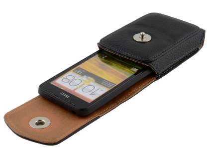 Textured Synthetic Leather Vertical Belt Pouch for HTC One V
