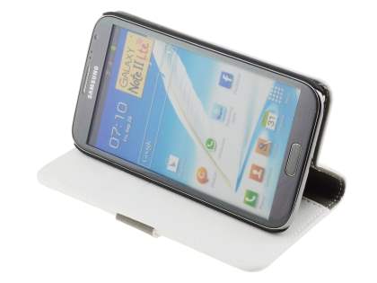 Synthetic Leather Wallet Case with Stand for Samsung Galaxy Note 2 4G - Pearl White