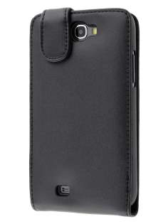 Genuine Leather Flip Case for Samsung Galaxy Note 2 4G - Classic Black Leather Flip Case