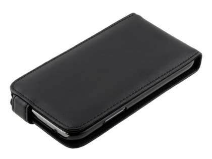 Genuine Leather Flip Case for Samsung Galaxy Note 2 4G - Classic Black