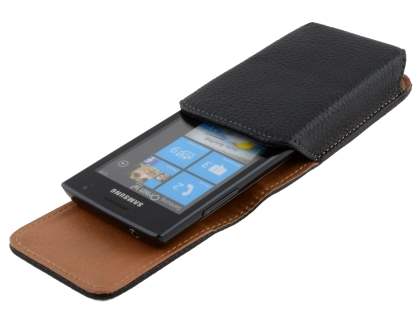 Textured Synthetic Leather Vertical Belt Pouch for Samsung Omnia W I8350