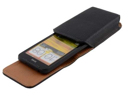 Textured Synthetic Leather Vertical Belt Pouch for HTC One V