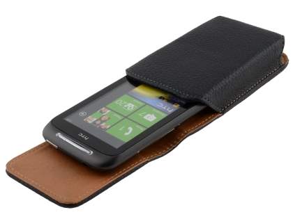 Textured Synthetic Leather Vertical Belt Pouch for HTC 7 Mozart