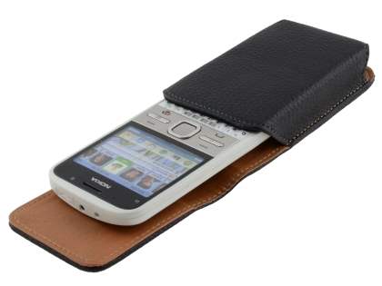 Textured Synthetic Leather Vertical Belt Pouch for Nokia E5