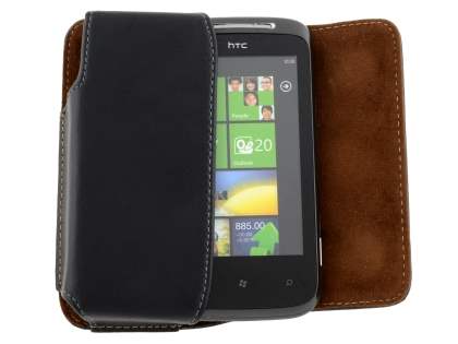 Extra-tough Genuine Leather ShineColours belt pouch for HTC 7 Mozart