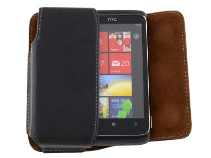 Extra-tough Genuine Leather ShineColours belt pouch for HTC 7 Trophy