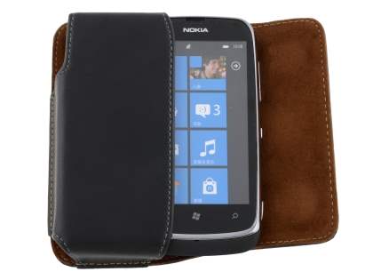 Extra-tough Genuine Leather ShineColours belt pouch for Nokia Lumia 610