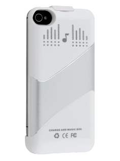 iPhone 4/4S Battery Case with Inbuilt Speakers - White