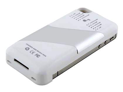 iPhone 4/4S Battery Case with Inbuilt Speakers - White