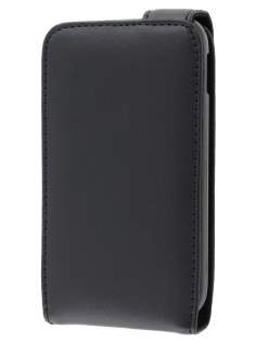 Samsung Galaxy Ace Plus S7500 Genuine Leather Flip Case - Classic Black