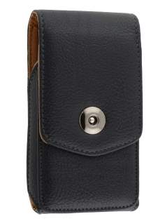 Textured Synthetic Leather Vertical Belt Pouch with Buckle - Mobile Only - Belt Pouch