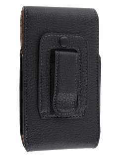 Textured Synthetic Leather Vertical Belt Pouch with Buckle - Mobile Only