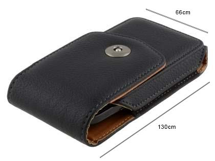 Textured Synthetic Leather Vertical Belt Pouch with Buckle - Mobile Only