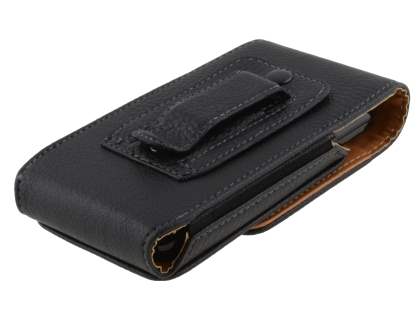 Textured Synthetic Leather Vertical Belt Pouch with Buckle - Mobile Only