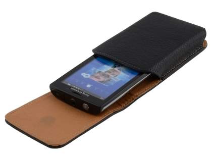 Textured Synthetic Leather Vertical Belt Pouch for Xperia X10