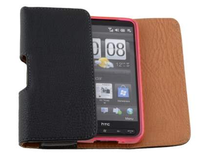 Textured Synthetic Leather Belt Pouch (Bumper Case Compatible) for HTC Touch HD2