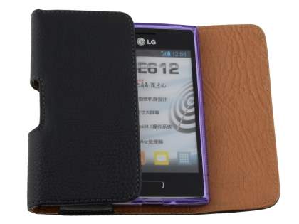 Textured Synthetic Leather Belt Pouch (Bumper Case Compatible) for LG Optimus L5 E610