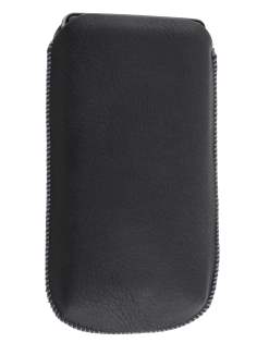 Synthetic Leather Slide-in Case with Pull-out Strap for Motorola RAZR HD 4G XT925 - Classic Black