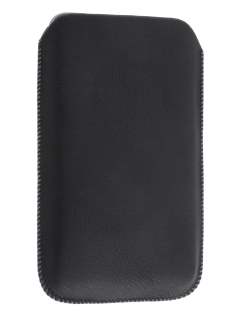 Synthetic Leather Slide-in Case with Pull-out Strap for Samsung Galaxy Note - Classic Black