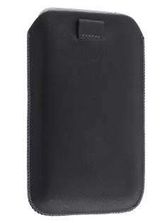 Synthetic Leather Slide-in Case with Pull-out Strap for Samsung Galaxy Note 2 4G - Classic Black Leather Slide-in Case