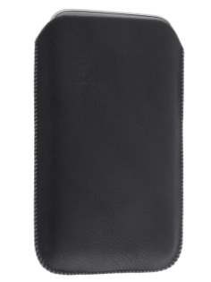 Synthetic Leather Slide-in Case with Pull-out Strap for Samsung Galaxy Note 2 4G - Classic Black