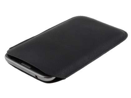 Synthetic Leather Slide-in Case with Pull-out Strap for Samsung Galaxy Note 2 4G - Classic Black