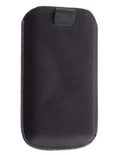 Synthetic Leather Slide-in Case with Pull-out Strap for HTC Titan - Classic Black