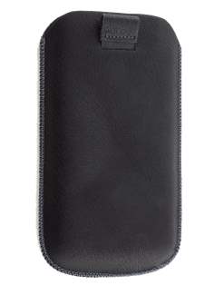 Synthetic Leather Slide-in Case with Pull-out Strap for HTC Sensation XL - Classic Black