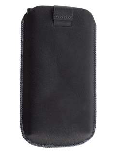 Synthetic Leather Slide-in Case with Pull-out Strap for Nokia Lumia 900 - Classic Black