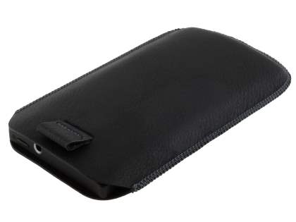 Synthetic Leather Slide-in Case with Pull-out Strap for Sony Xperia S LT26i - Classic Black