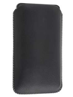 Synthetic Leather Slide-in Case with Pull-out Strap for Samsung I9210T Galaxy S II 4G - Classic Black Leather Slide-in Case