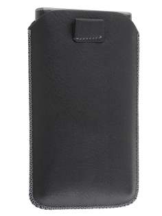 Synthetic Leather Slide-in Case with Pull-out Strap for LG Optimus L7 P700 - Classic Black