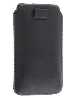 Synthetic Leather Slide-in Case with Pull-out Strap for HTC Velocity 4G - Classic Black