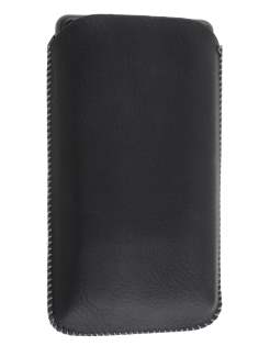 Synthetic Leather Slide-in Case with Pull-out Strap for Nokia Lumia 820 - Classic Black Leather Slide-in Case
