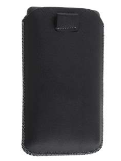 Synthetic Leather Slide-in Case with Pull-out Strap for Nokia Lumia 820 - Classic Black