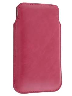 Genuine Leather Slide-in Case for HTC Sensation XL - Hot Pink