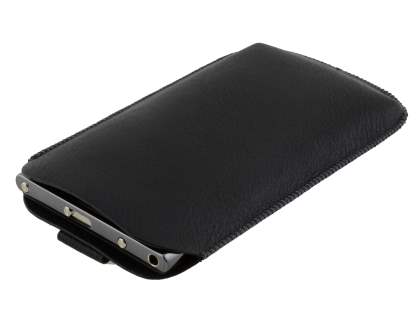 Synthetic Leather Slide-in Case with Pull-out Strap for LG Prada 3.0 - Classic Black
