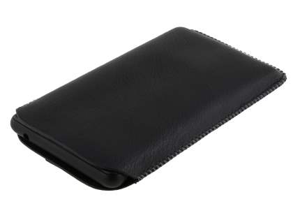 Synthetic Leather Slide-in Case with Pull-out Strap for Nokia Lumia 820 - Classic Black