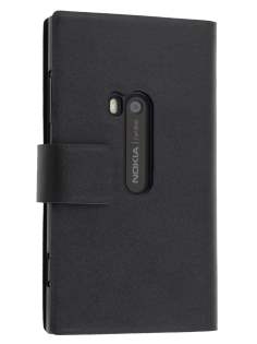 Slim Genuine Leather Portfolio Case for Nokia Lumia 920 - Black Leather Wallet Case