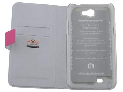 Slim Genuine Leather Portfolio Case for Samsung Galaxy Note 2 4G - Pink