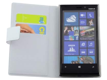 Slim Genuine Leather Portfolio Case for Nokia Lumia 920 - Pearl White