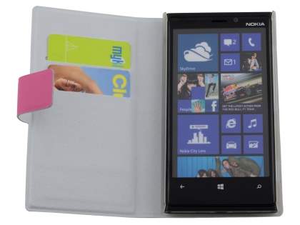 Slim Genuine Leather Portfolio Case for Nokia Lumia 920 - Pink