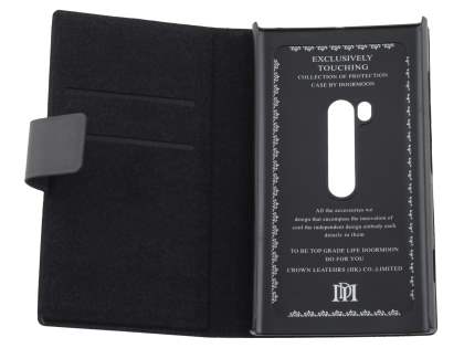 Slim Genuine Leather Portfolio Case for Nokia Lumia 920 - Black