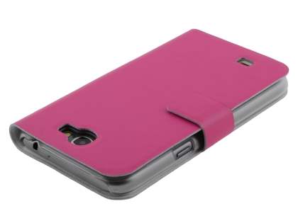 Slim Genuine Leather Portfolio Case for Samsung Galaxy Note 2 4G - Pink