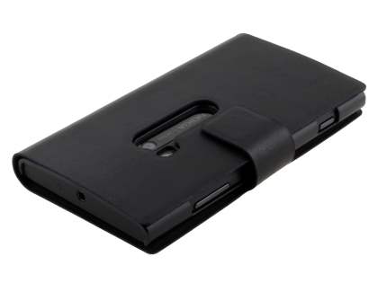 Slim Genuine Leather Portfolio Case for Nokia Lumia 920 - Black