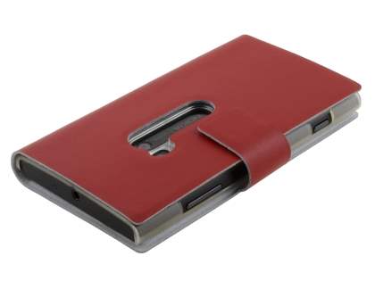 Slim Genuine Leather Portfolio Case for Nokia Lumia 920 - Red