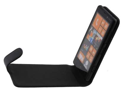 Nokia Lumia 820 Synthetic Leather Flip Case - Black
