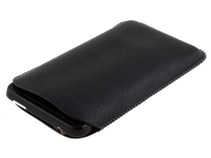 Synthetic Leather Slide-in Case with Pull-out Strap for HTC Velocity 4G - Classic Black