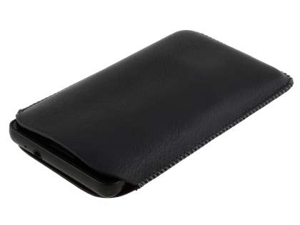 Synthetic Leather Slide-in Case with Pull-out Strap for Samsung I9100 Galaxy S2 - Classic Black