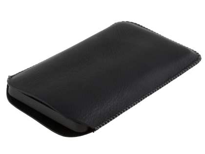 Synthetic Leather Slide-in Case with Pull-out Strap for HTC Touch HD2 - Classic Black